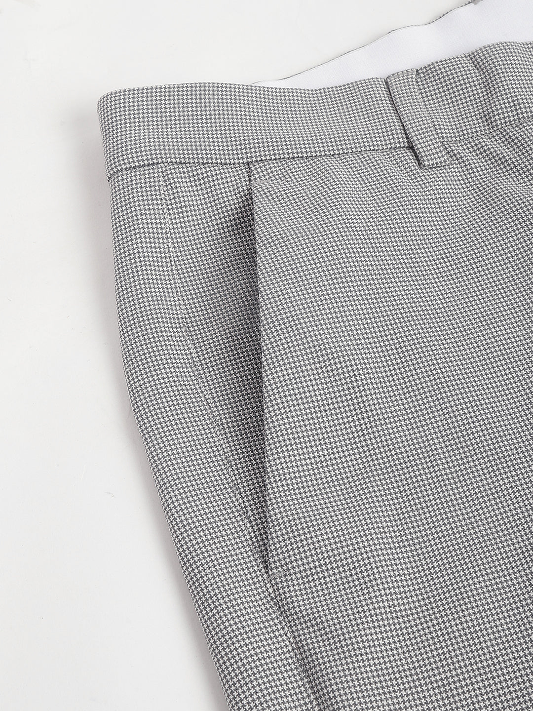 Men Grey Standard Fit Solid Formal Trouser