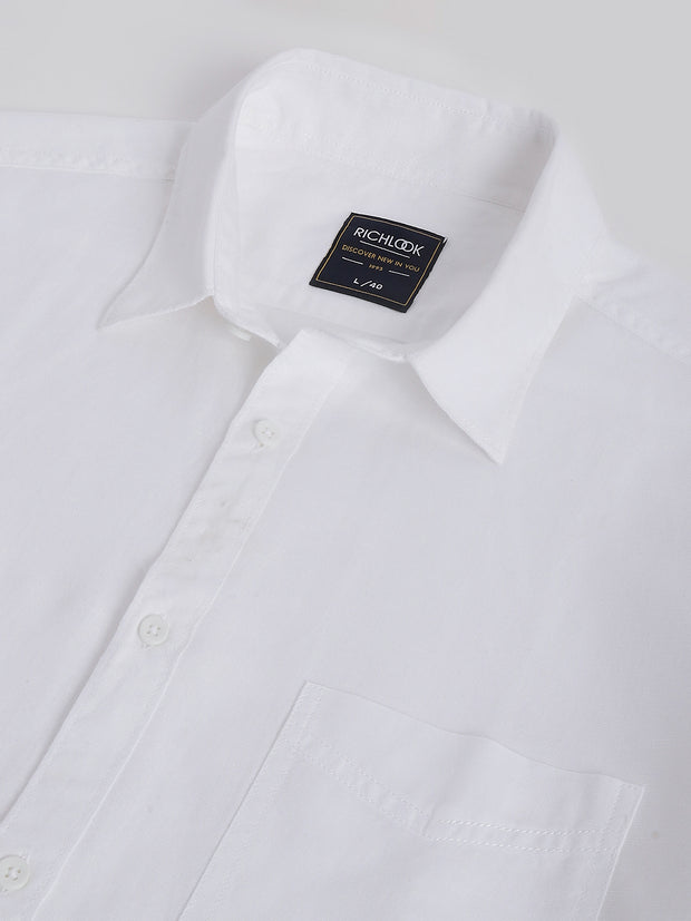 Men White Solid Standard Fit Casual Shirt