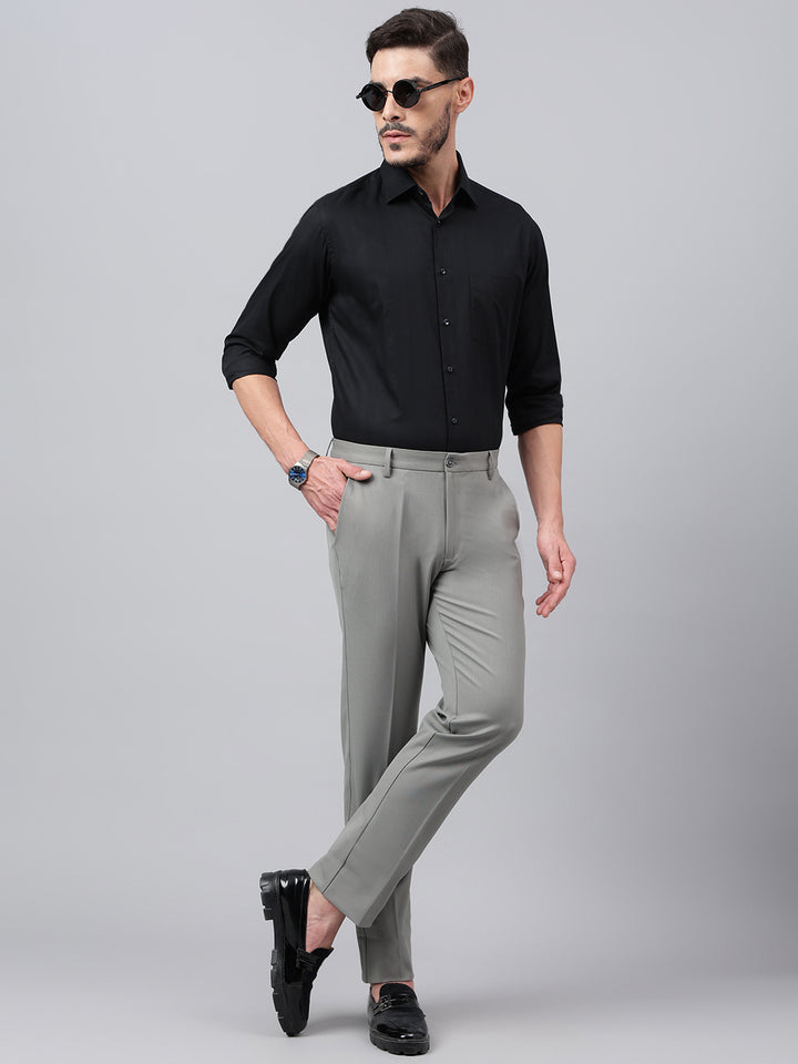 Men Black Solid Standard Fit Club Wear Shirt