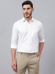 Men White Standard Fit Solid Club Wear Shirt