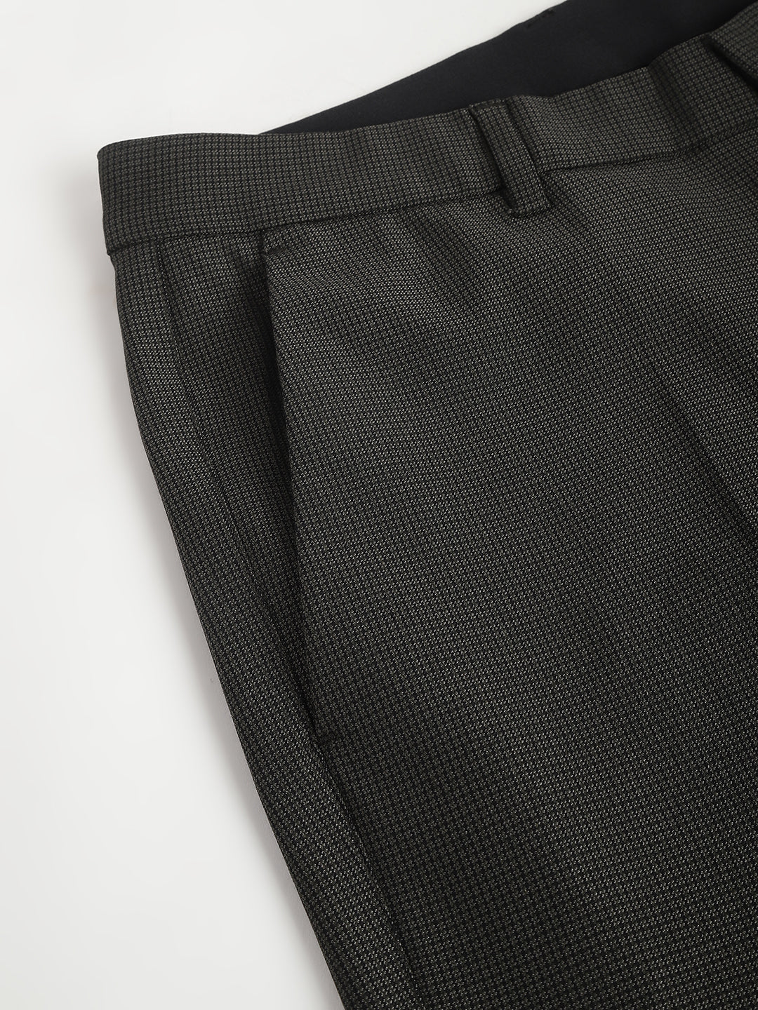 Men Olive Standard Fit Solid Formal Trouser