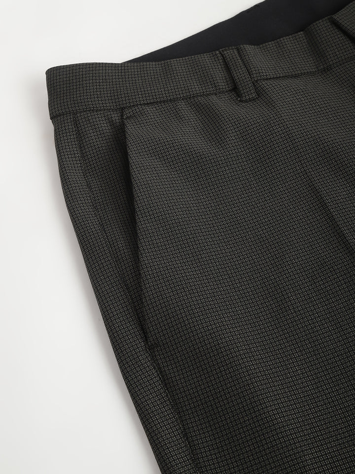 Men Olive Standard Fit Solid Formal Trouser