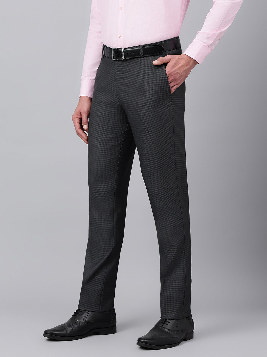 Men Black Beauty Standard Fit Solid Formal Trouser