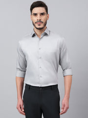 Men Steel Grey Solid Fit Club Wear Shirt