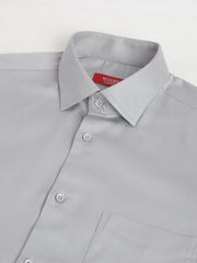 Men Steel Grey Solid Fit Club Wear Shirt