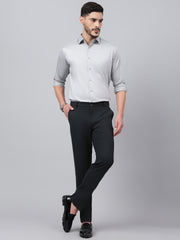 Men Steel Grey Solid Fit Club Wear Shirt