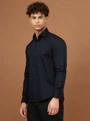 Richlook Men Navy Full Sleeve Casual Shirt