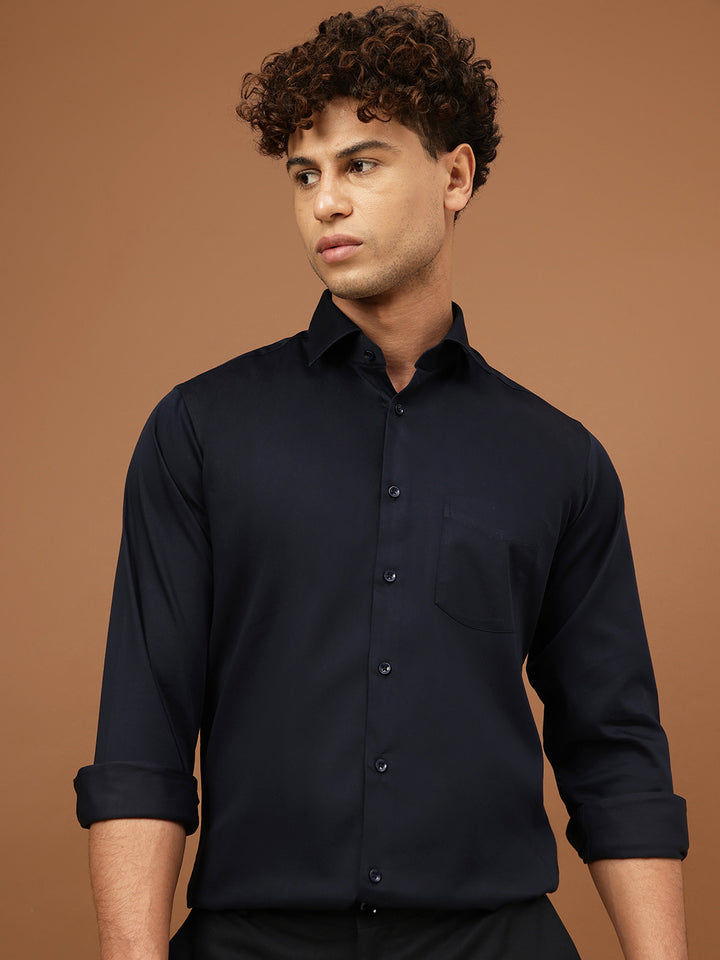 Richlook Men Navy Full Sleeve Casual Shirt