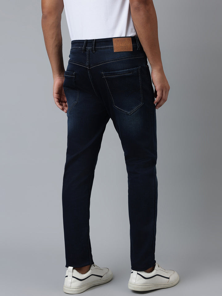 Men Indigo Slim Fit Washed Mid Rise Stretchable Jeans