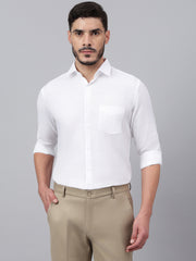 Men White Standard Fit Solid Club Wear Shirt