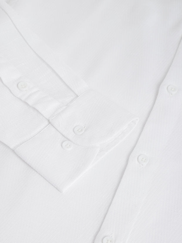 Men White Standard Fit Solid Club Wear Shirt