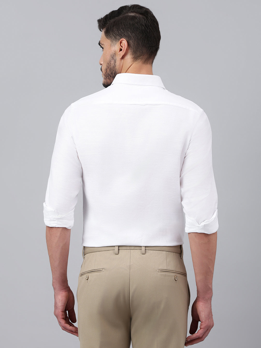 Men White Standard Fit Solid Club Wear Shirt