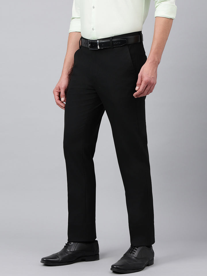 Men Natural Black Standard Fit Solid Formal Trouser