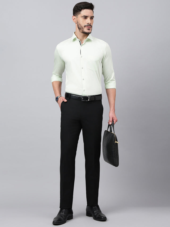 Men Natural Black Standard Fit Solid Formal Trouser