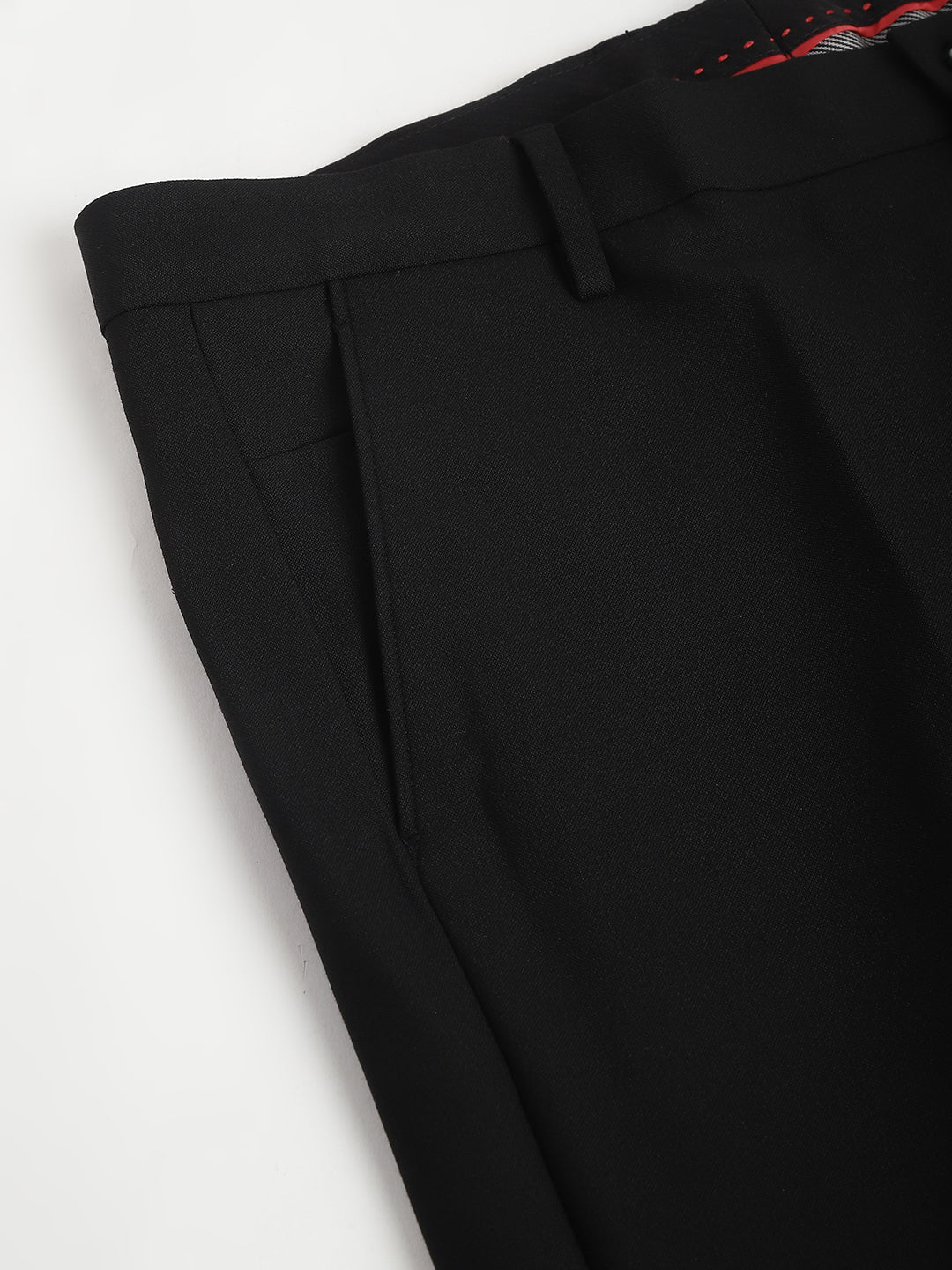 Men Natural Black Standard Fit Solid Formal Trouser