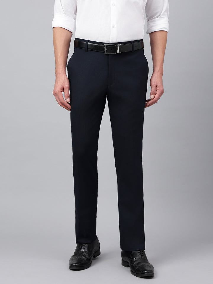 Men Midnight Black Standard Fit Solid Formal Trouser