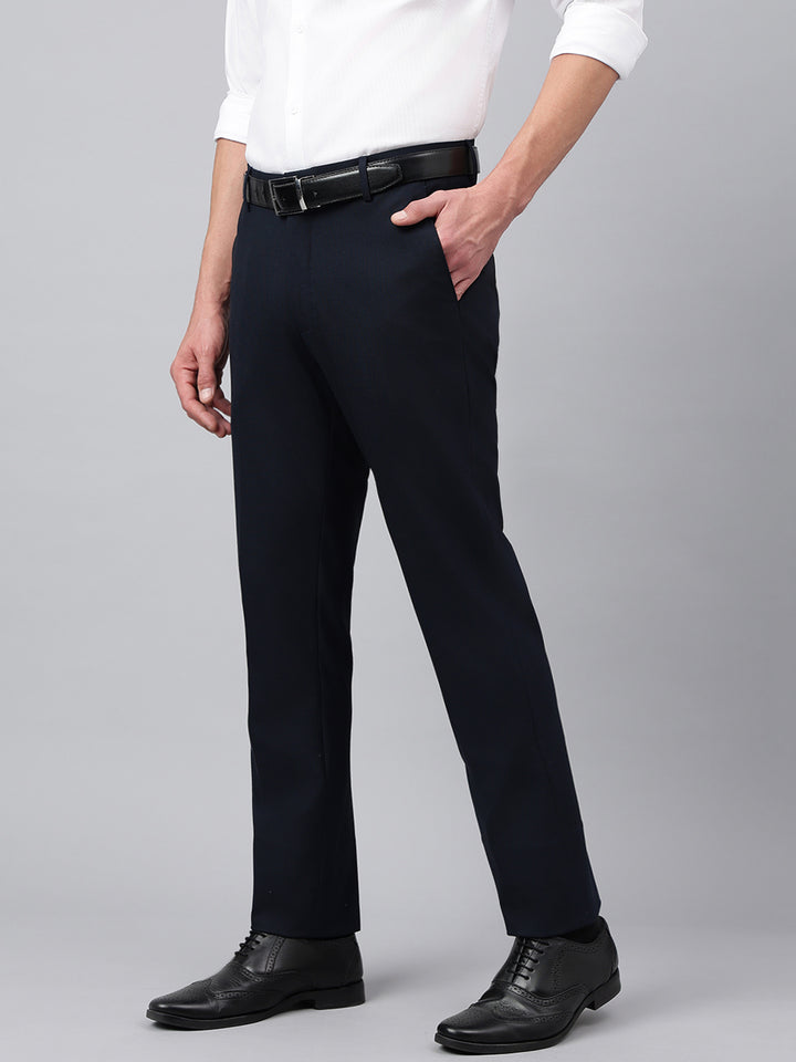 Men Midnight Black Standard Fit Solid Formal Trouser