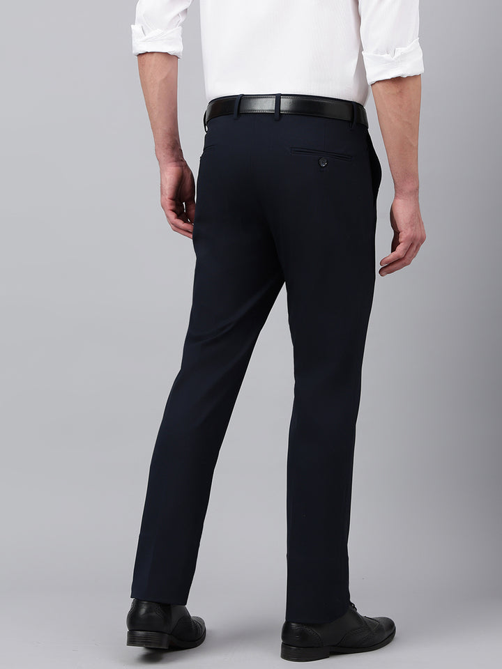 Men Midnight Black Standard Fit Solid Formal Trouser