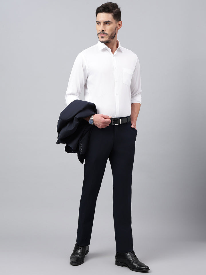 Men Midnight Black Standard Fit Solid Formal Trouser