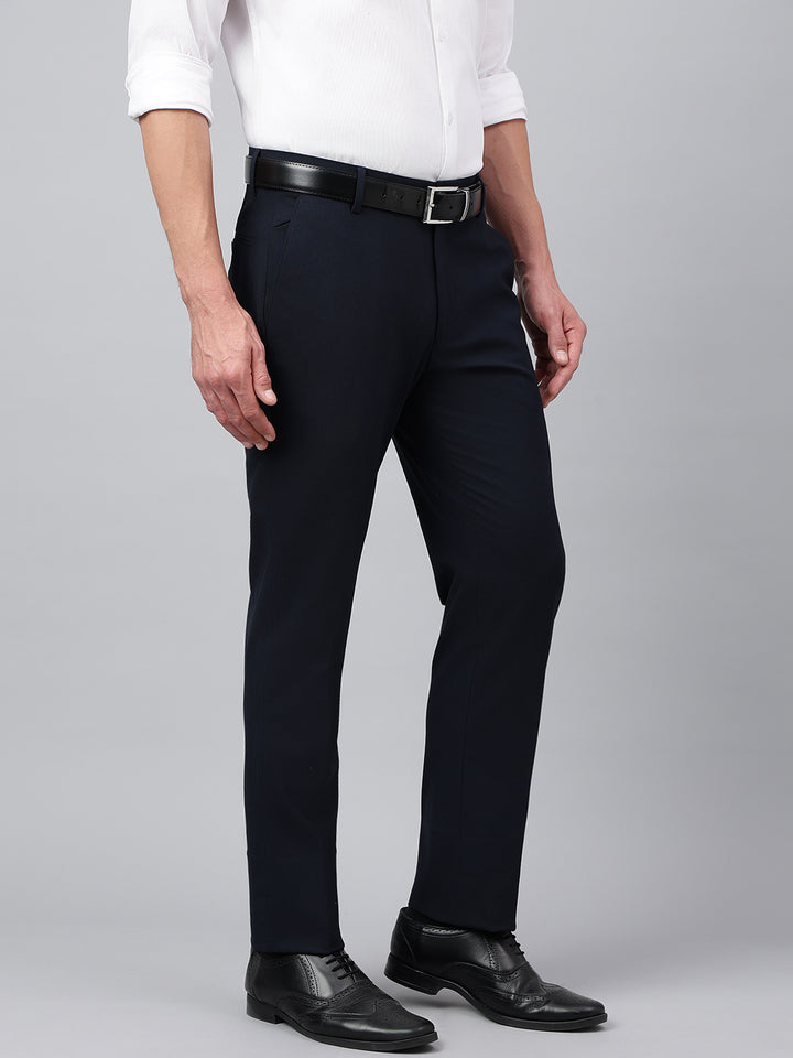 Men Midnight Black Standard Fit Solid Formal Trouser