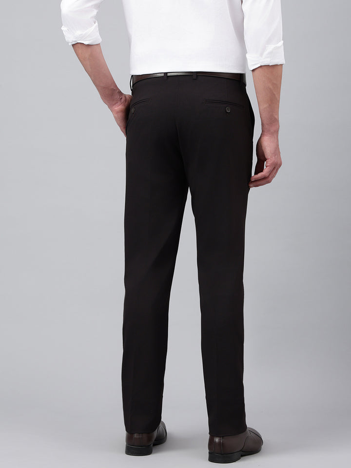 Men Black Bean Standard Fit Solid Formal Trouser