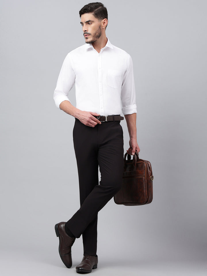 Men Black Bean Standard Fit Solid Formal Trouser