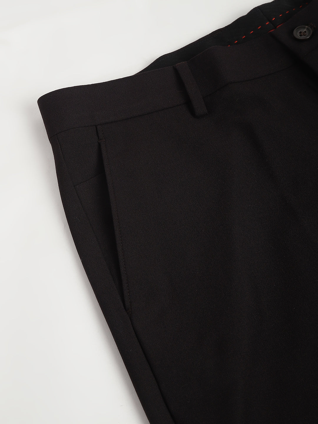 Men Black Bean Standard Fit Solid Formal Trouser