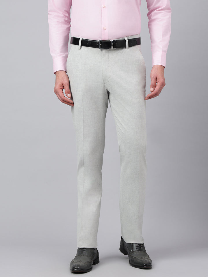 Men Harbor Mist Standard Fit Solid Formal Trouser