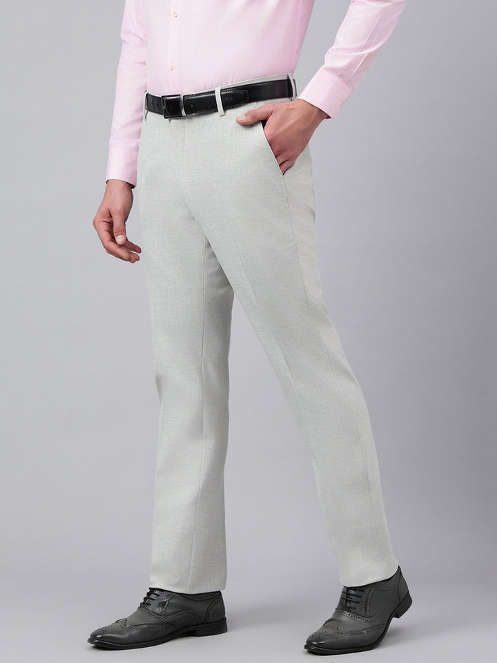 Men Harbor Mist Standard Fit Solid Formal Trouser