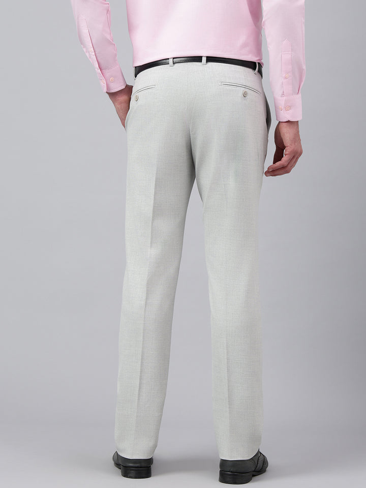 Men Harbor Mist Standard Fit Solid Formal Trouser