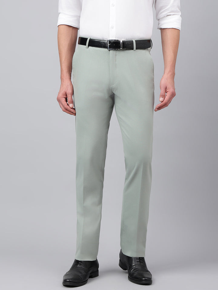 Men Wrougth Iron Standard Fit Solid Formal Trouser