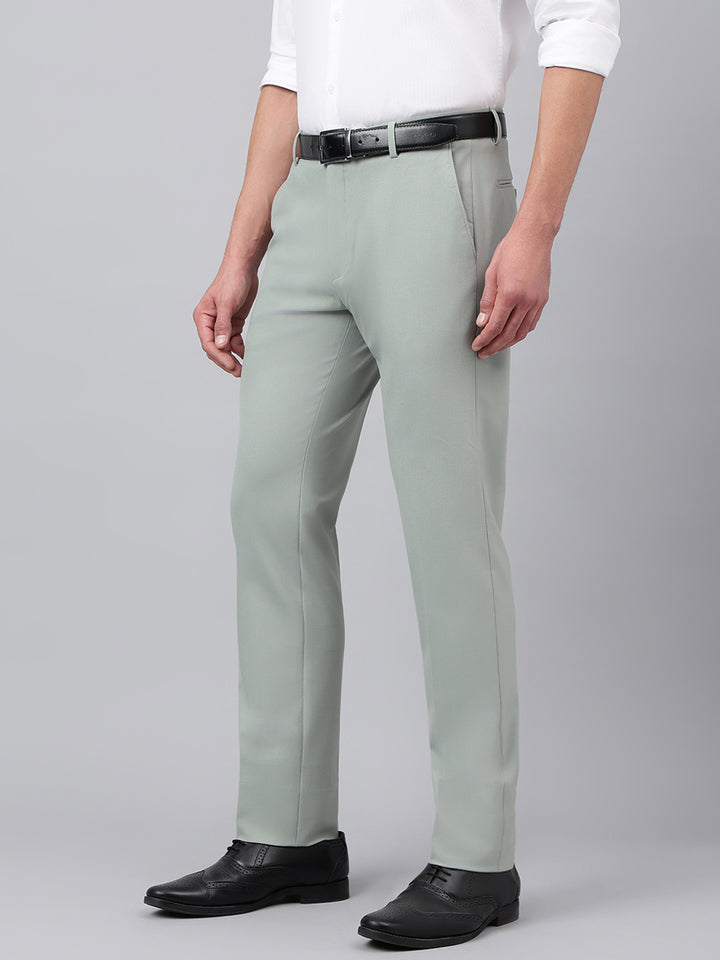 Men Wrougth Iron Standard Fit Solid Formal Trouser