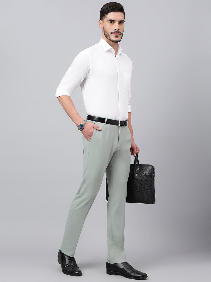 Men Wrougth Iron Standard Fit Solid Formal Trouser