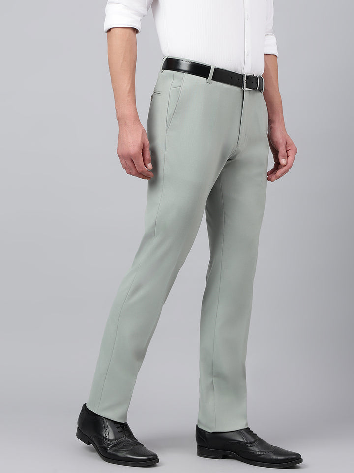 Men Wrougth Iron Standard Fit Solid Formal Trouser