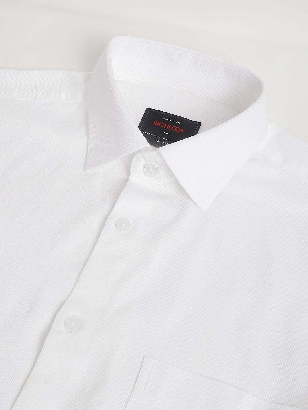 Men White Standard Fit Solid Stripped Formal Shirt