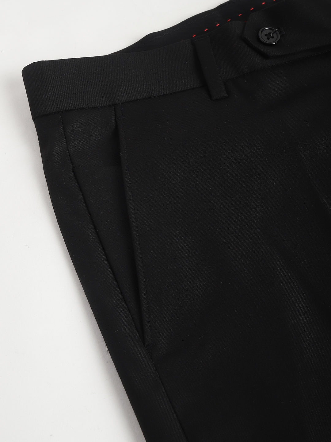 Men Black Smart Fit Solid Formal Trouser