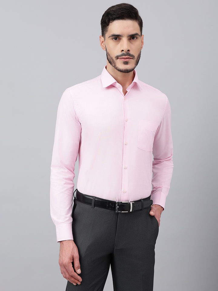 Men Pink Standard Fit Solid Formal Shirt