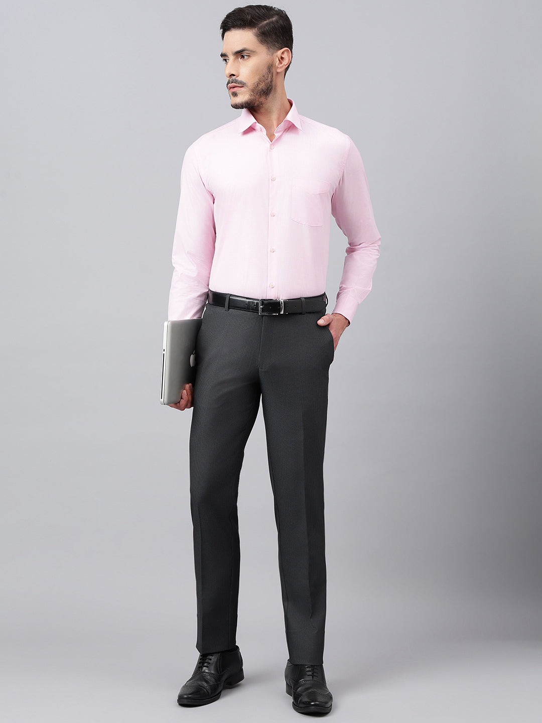 Men Pink Standard Fit Solid Formal Shirt