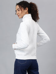 Richlook Women White Full Zipper Sweatshirt