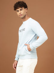 Richlook Men Sky Blue Crew Neck Sweatshirt