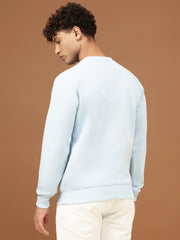 Richlook Men Sky Blue Crew Neck Sweatshirt