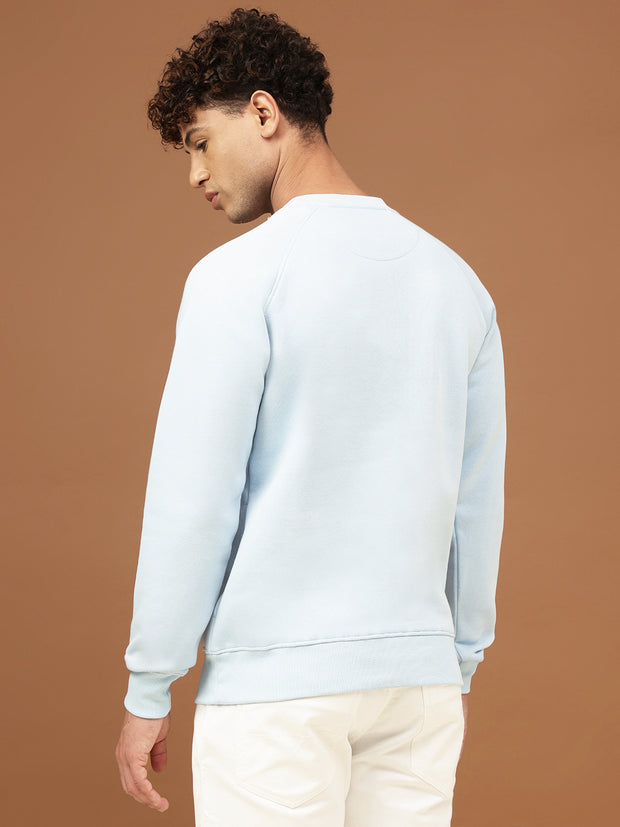 Richlook Men Sky Blue Crew Neck Sweatshirt