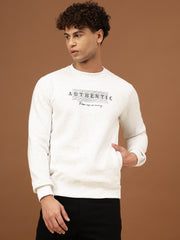 Richlook Men Oatmeal Crew Neck Sweatshirt