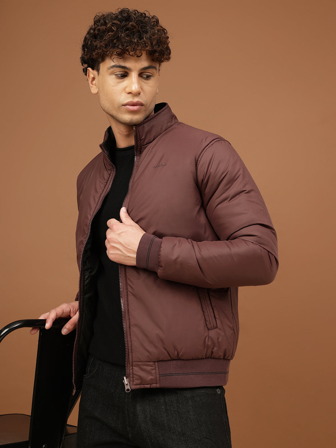 Richlook Men Maroon & Black Reversible Jacket