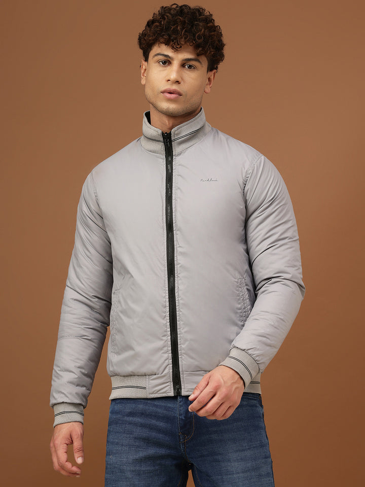 Richlook Men Grey & Black Reversible Jacket