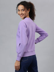 Richlook Women Crew Neck Purple Sweatshirt