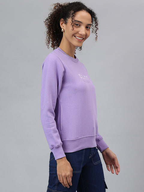 Richlook Women Crew Neck Purple Sweatshirt