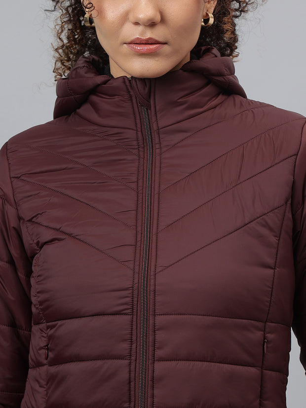 Richlook Women Maroon Full Zipper Hoodie Jacket