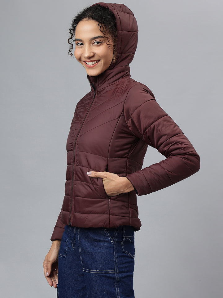 Richlook Women Maroon Full Zipper Hoodie Jacket