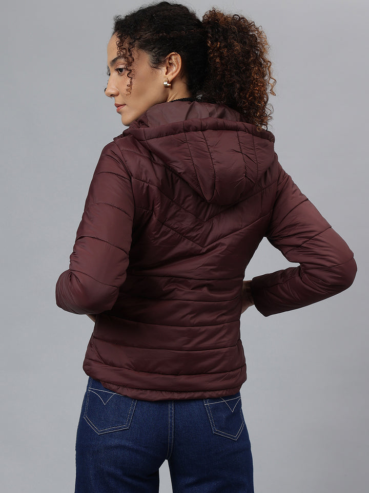 Richlook Women Maroon Full Zipper Hoodie Jacket